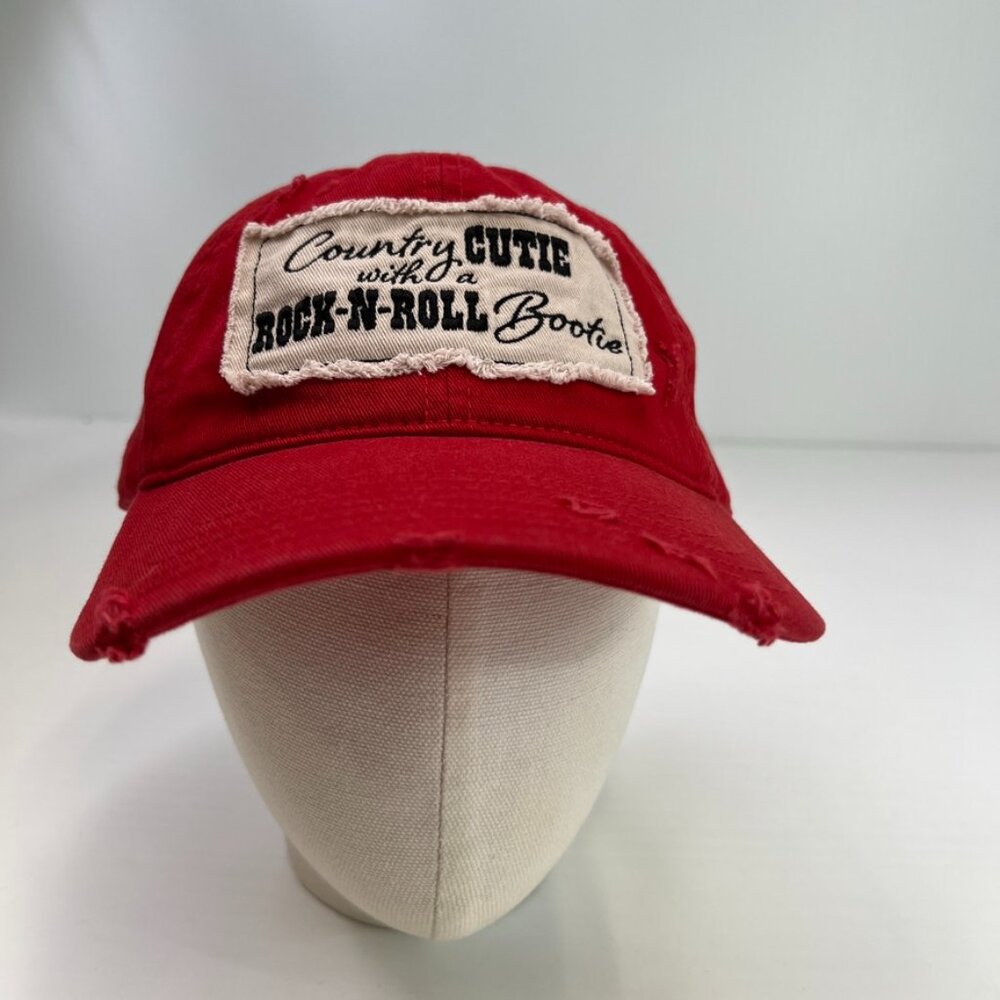 Country Hat Women Strap One Size Cutie Rock Roll Distress Party Cap Gym Core Ni
